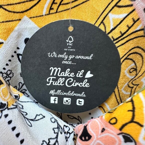 NWT Jolie & Joy Blouse Cropped Tie Front Ruffle Patchwork Gypsy Boho Festival LG - Picture 10 of 11